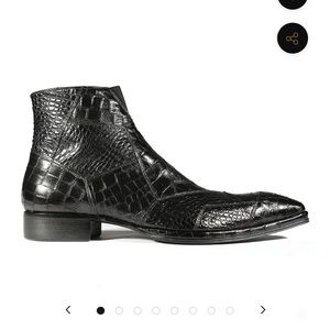 JO GHOST 2030 MEN'S SHOES BLACK CROCODILE PRINT / CALF-SKIN